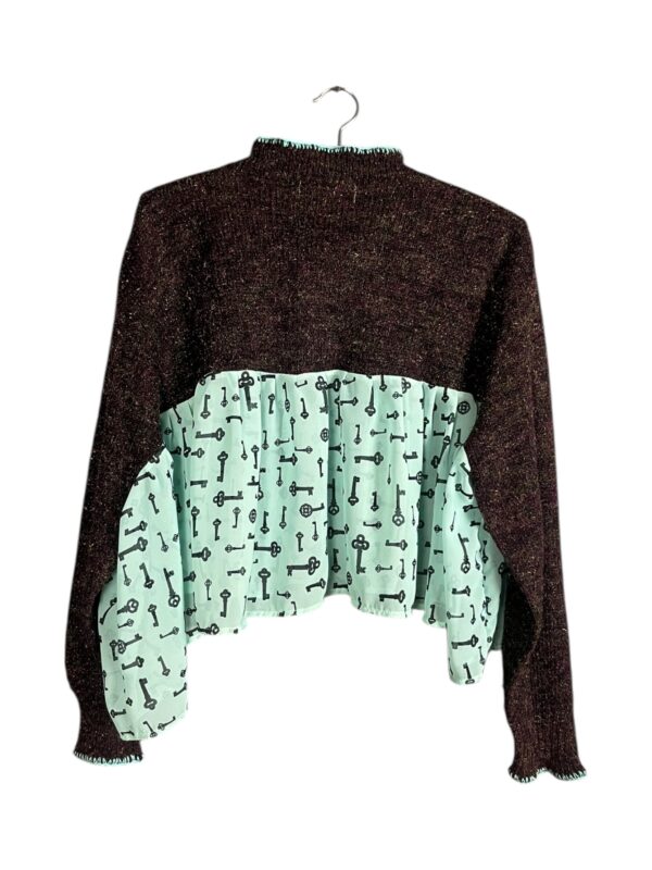 Key Print Cropped Sweater in Mint and Black Key Print Cropped Sweater in Mint and Black