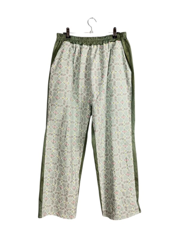 Sage Floral Grid Cotton Pants with Green Back Sage Floral Grid Cotton Pants with Green Back