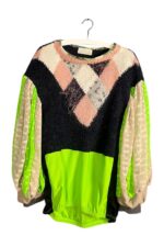 Argyle Knit and Neon Green Sports Top Argyle Knit and Neon Green Sports Top
