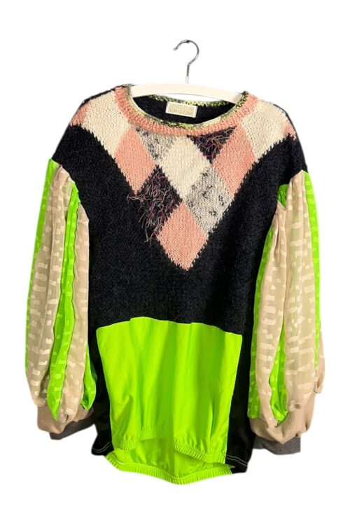 Argyle Knit and Neon Green Sports Top