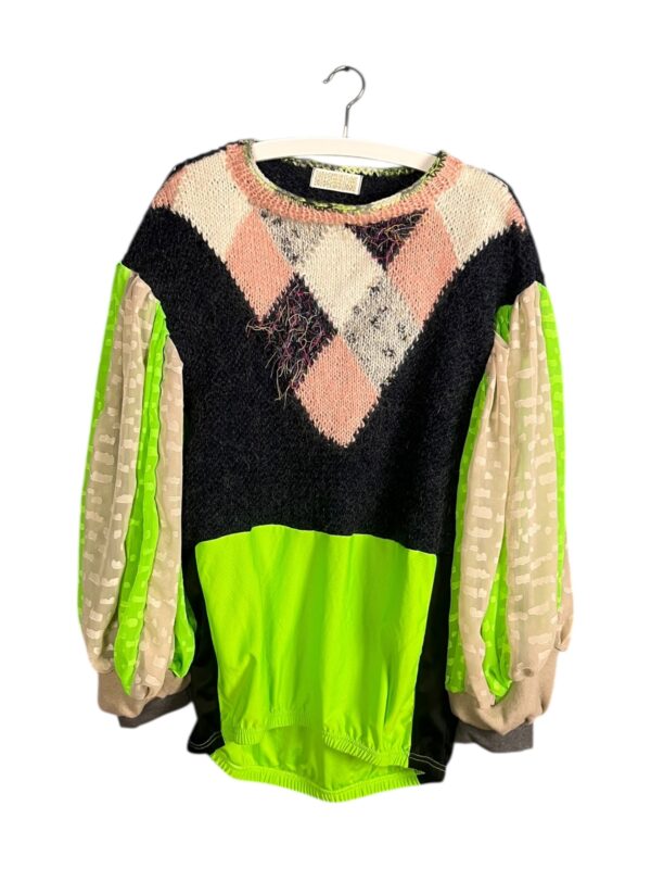 Argyle Knit and Neon Green Sports Top Argyle Knit and Neon Green Sports Top