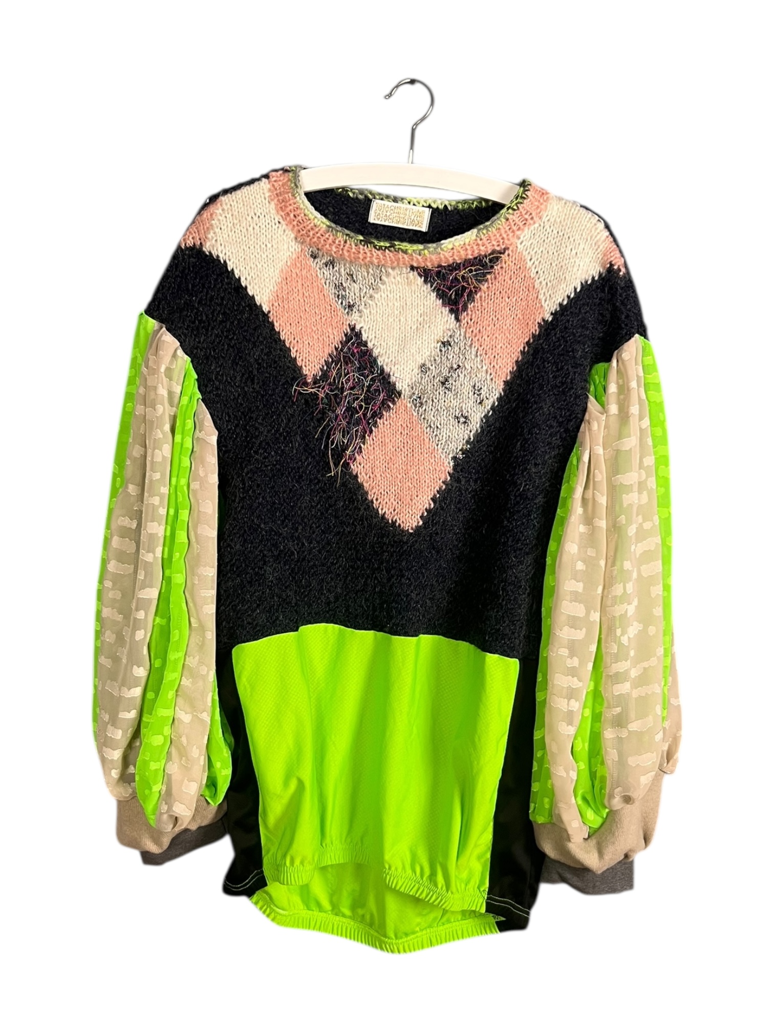 Argyle Knit and Neon Green Sports Top Argyle Knit and Neon Green Sports Top