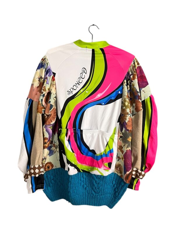 Upcycled Sportswear Jacket with Floral and Crochet Details Upcycled Sportswear Jacket with Floral and Crochet Details