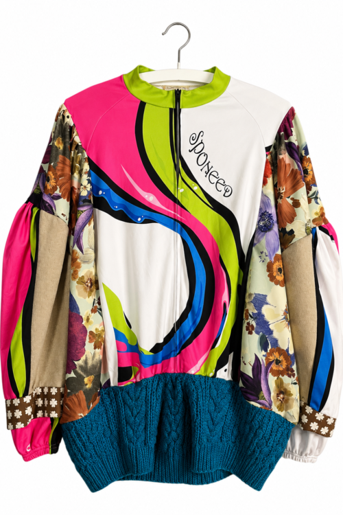 Upcycled Sportswear Jacket with Floral
