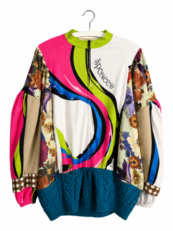 Upcycled Sportswear Jacket with Floral Upcycled Sportswear Jacket with Floral