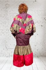 Magenta Check Patchwork Coat Jacket Magenta Check Patchwork Coat Jacket