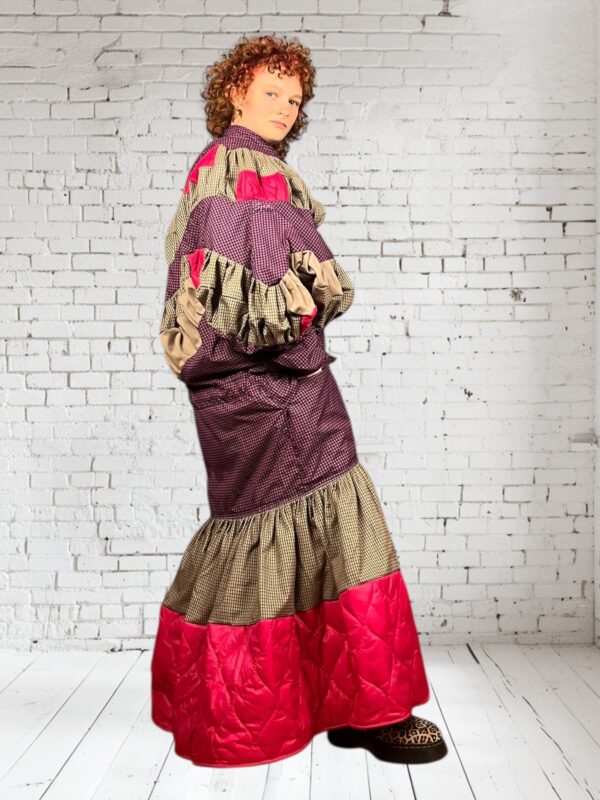 Magenta Check Patchwork Coat Jacket Magenta Check Patchwork Coat Jacket
