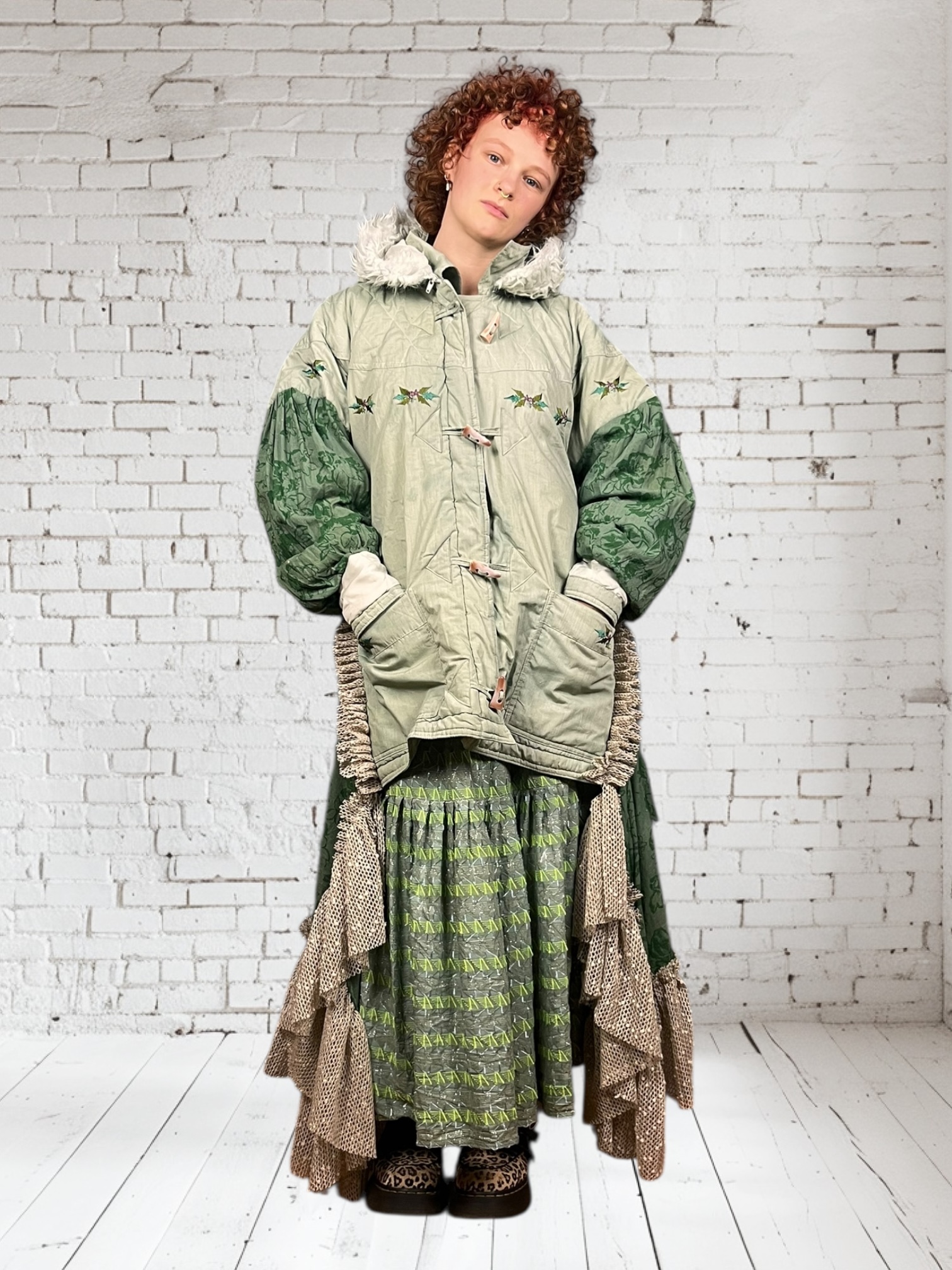 Sage Green Ruffle Parka Jacket Sage Green Ruffle Parka Jacket