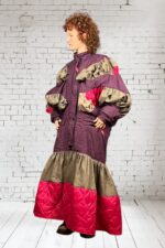 Magenta Check Patchwork Coat Jacket Magenta Check Patchwork Coat Jacket