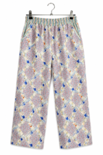 Printed Cotton Pants in Pale Blue Mosaic
