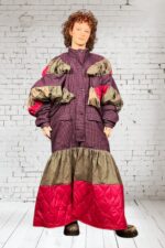 Magenta Check Patchwork Coat Jacket Magenta Check Patchwork Coat Jacket