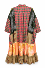 Patchwork Shirt Dress in Coral Plaid Patchwork Shirt Dress in Coral Plaid