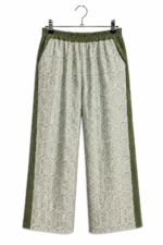 Sage Floral Grid Cotton Pants with Green Back