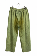 Sage Floral Grid Cotton Pants with Green Back