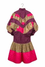 Magenta Check Patchwork Coat Jacket Magenta Check Patchwork Coat Jacket