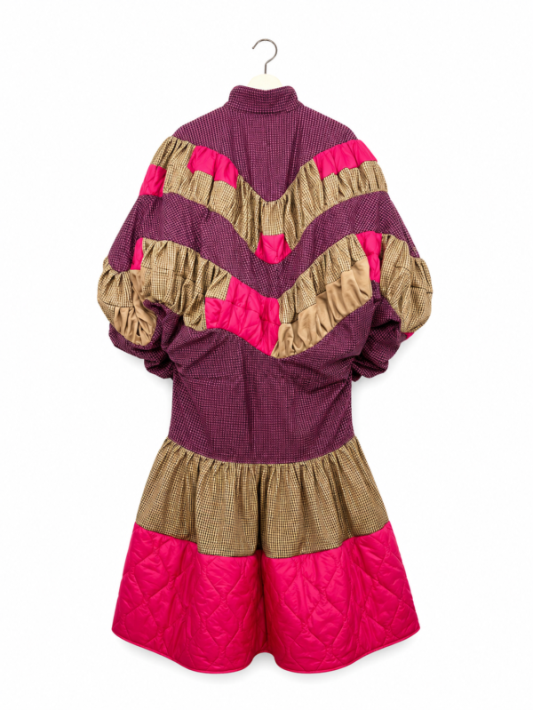 Magenta Check Patchwork Coat Jacket Magenta Check Patchwork Coat Jacket