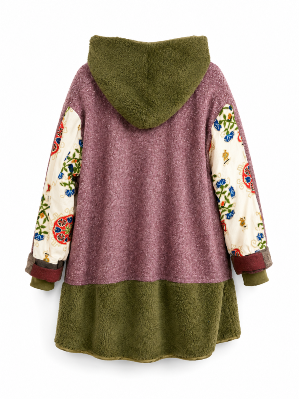 Dusty Rose Olive Textile Collage Coat
