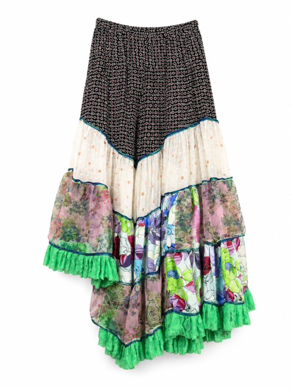 Emerald Garden Asymmetric Ruffle Skirt