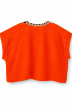 Fire Orange V Neck Poncho Top