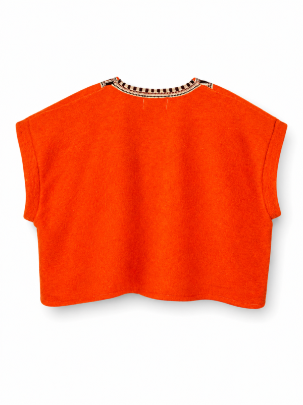 Fire Orange V Neck Poncho Top