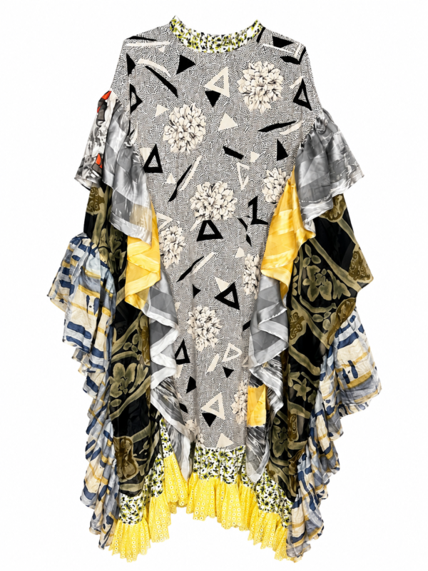 Graphic Scarf Cascade Dress