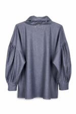 Slate Sculptural Collar Blouse