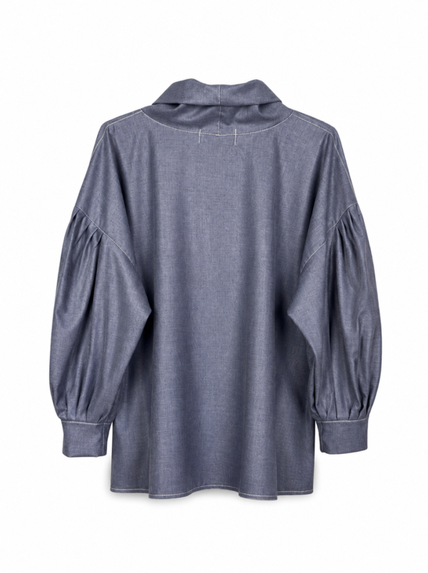 Slate Sculptural Collar Blouse