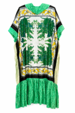 Emerald Vintage Silk Scarf Collar Dress