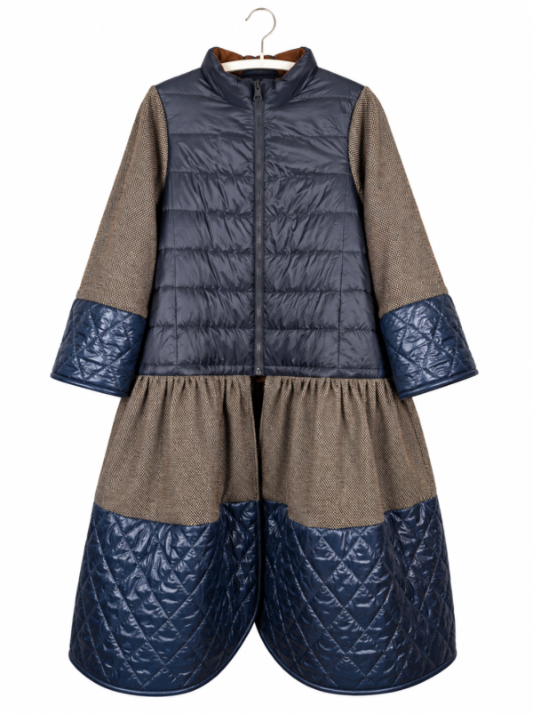 Midnight Quilted Ruffle Coat