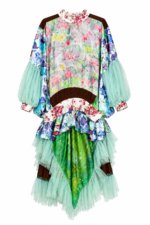 Mint Tulle Floral Collage Dress