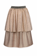 Blush Gold Brocade Layered Midi Skirt