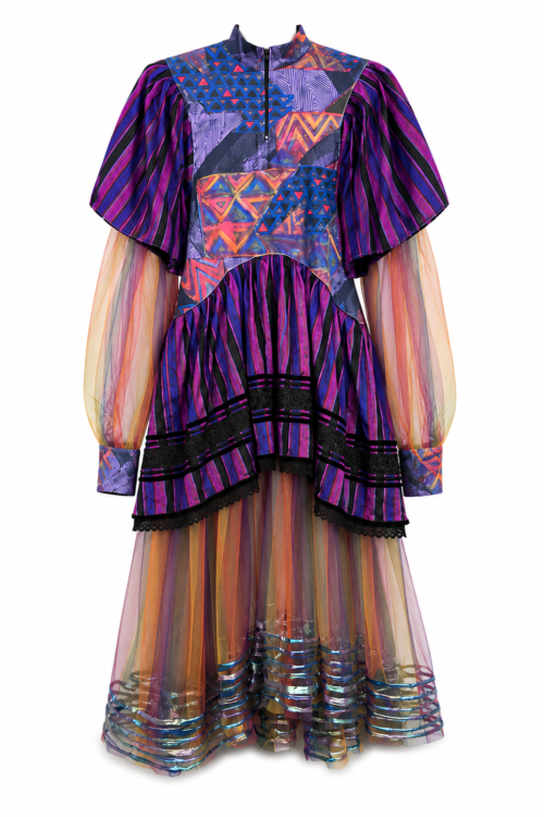 Purple Geometric Tulle Layered Dress Purple Geometric Tulle Layered Dress