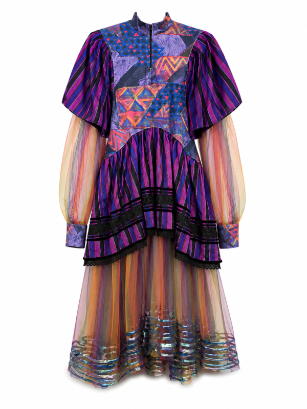 Purple Geometric Tulle Layered Dress Purple Geometric Tulle Layered Dress
