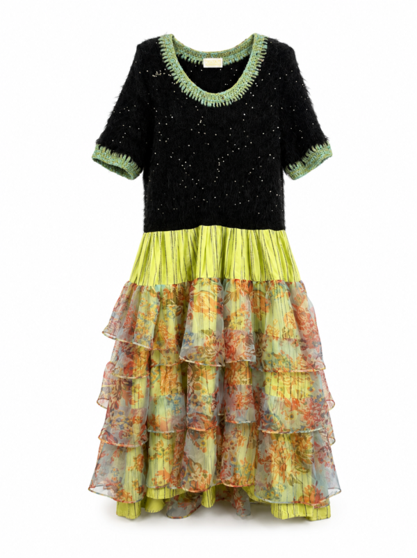 Midnight Lime Floral Ruffle Dress Midnight Lime Floral Ruffle Dress