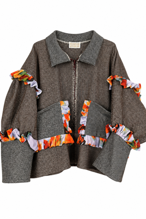 Painted Ruffle Pocket Jacket