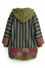 Patchwork Striped Hooded Coat