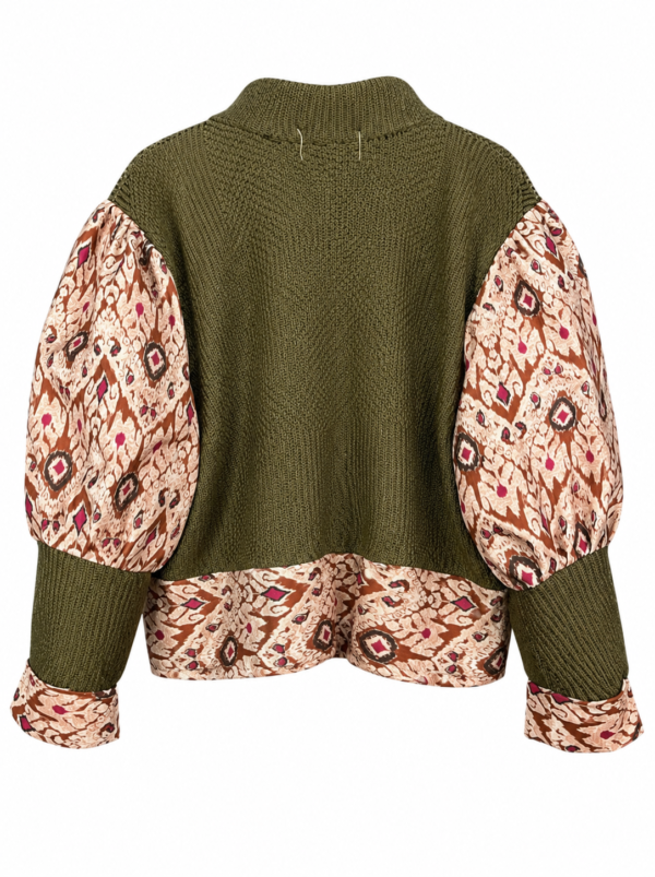 Olive Folklore Patchwork Pullover