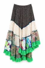 Emerald Garden Asymmetric Ruffle Skirt