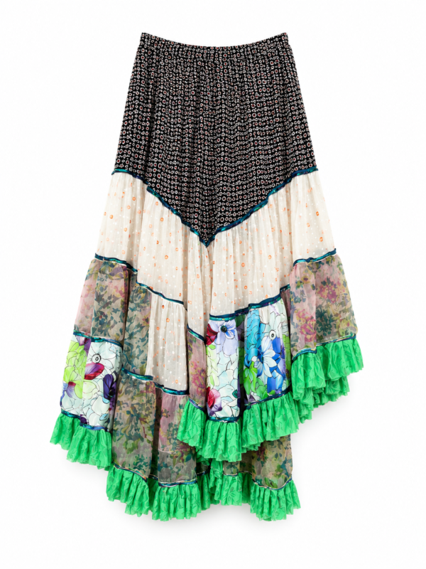 Emerald Garden Asymmetric Ruffle Skirt