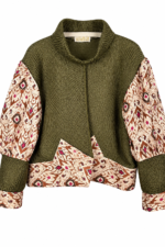 Olive Folklore Patchwork Pullover