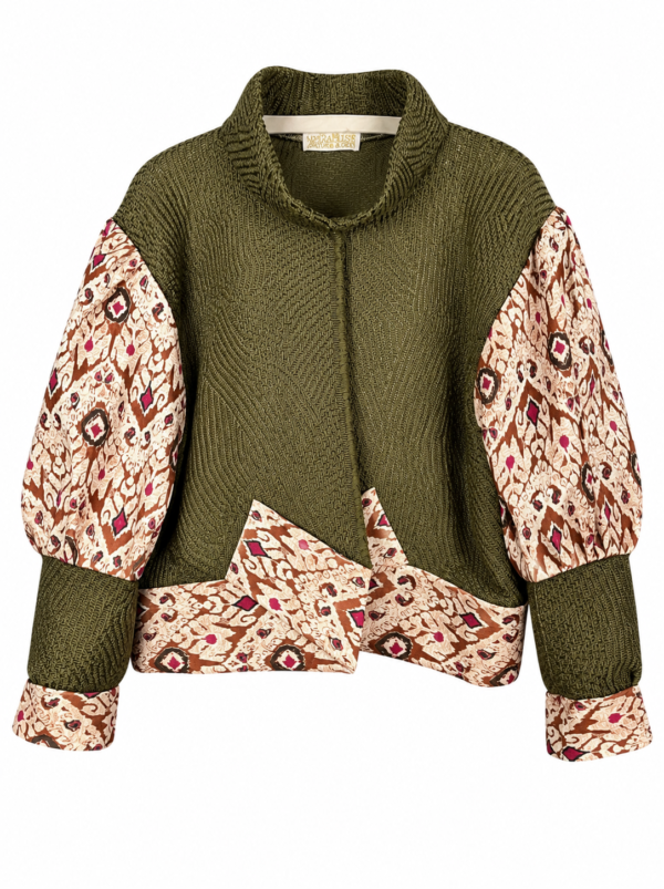 Olive Folklore Patchwork Pullover
