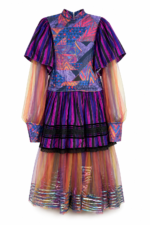 Purple Geometric Tulle Layered Dress Purple Geometric Tulle Layered Dress