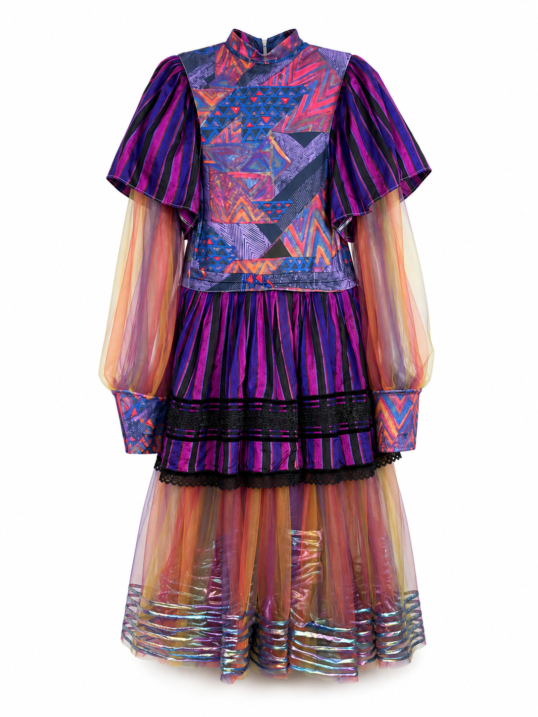 Purple Geometric Tulle Layered Dress Purple Geometric Tulle Layered Dress