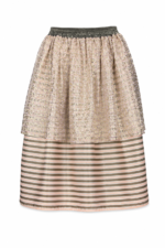 Blush Gold Brocade Layered Midi Skirt
