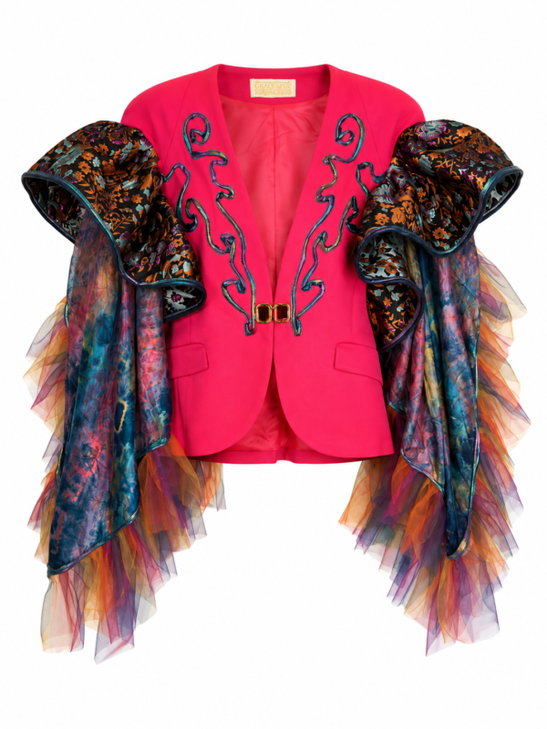 Fuchsia Ruffle Tulle Couture Jacket