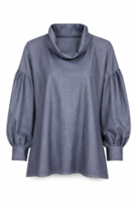 Slate Sculptural Collar Blouse