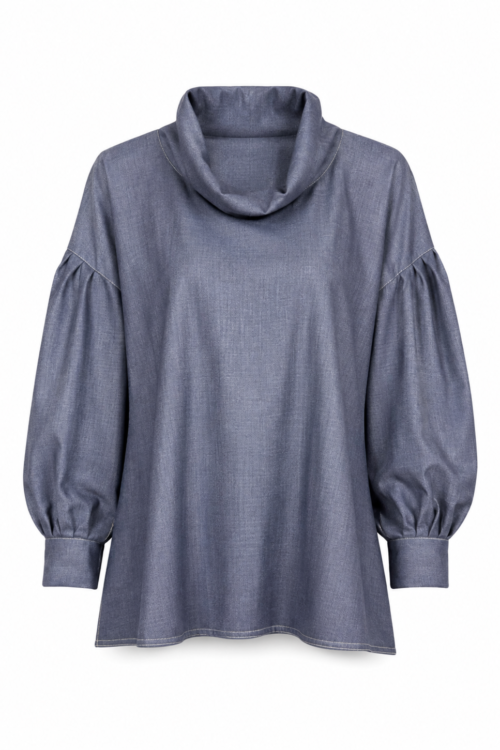 Slate Sculptural Collar Blouse