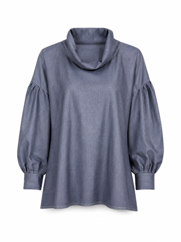 Slate Sculptural Collar Blouse