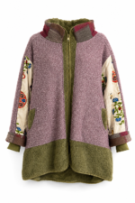 Dusty Rose Olive Textile Collage Coat