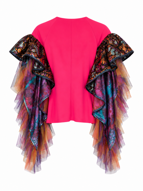 Fuchsia Ruffle Tulle Couture Jacket
